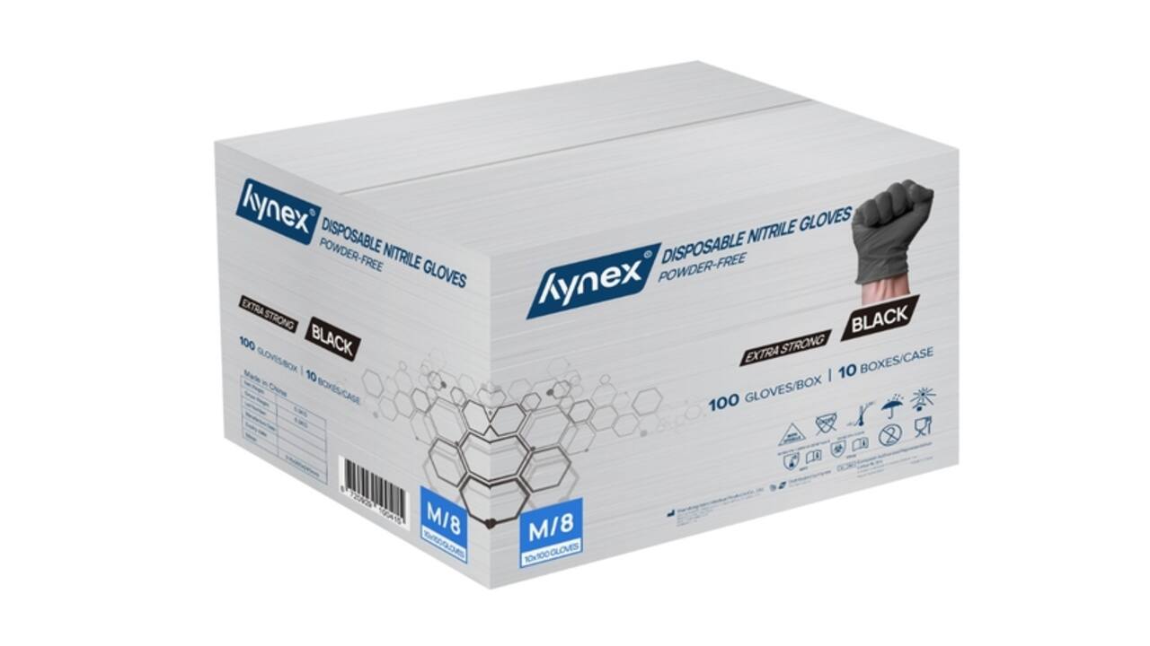 Handschoen Hynex nitril M zwart 5gr extra sterk100 stuks