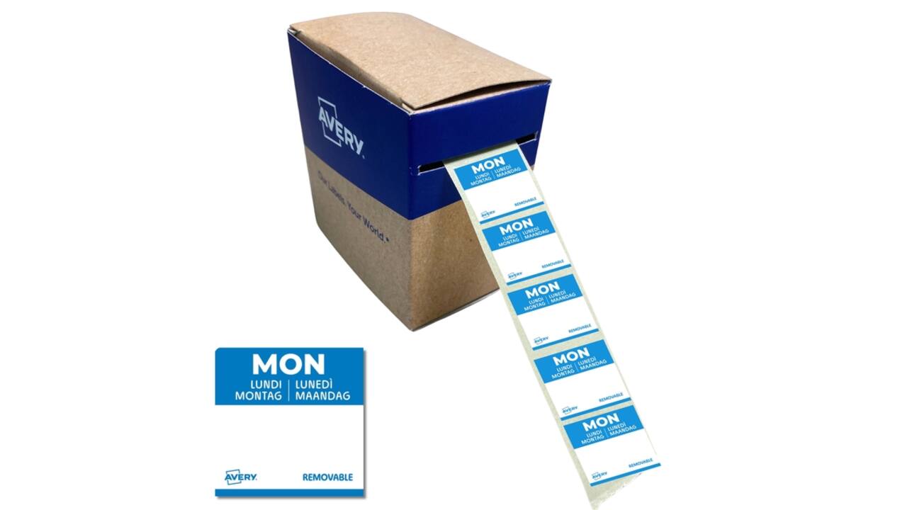 Etiket Avery HACCP maandag-blauw 25x25mm 1000 stuks