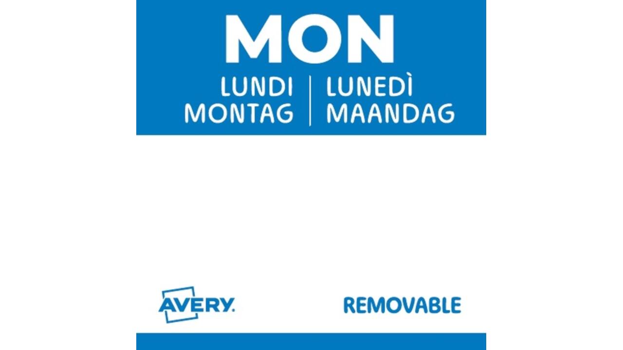 Etiket Avery HACCP maandag-blauw 25x25mm 1000 stuks