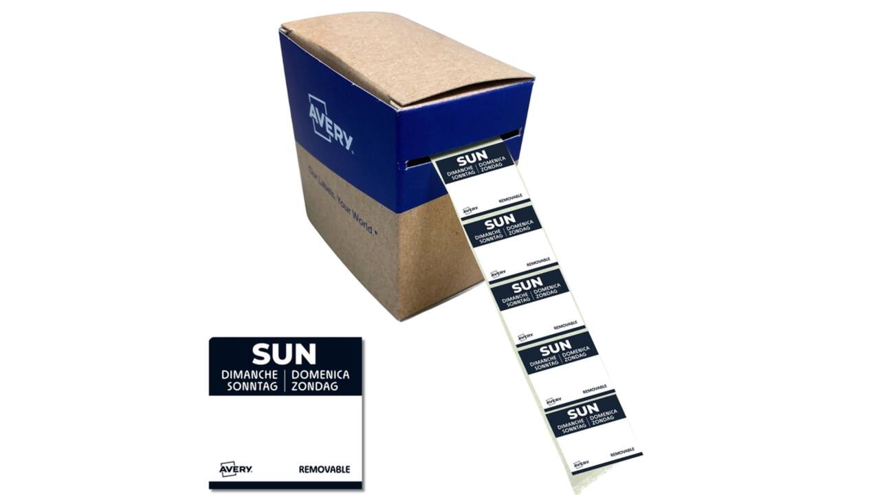 Etiket Avery HACCP zondag-zwart 25x25mm 1000 stuks