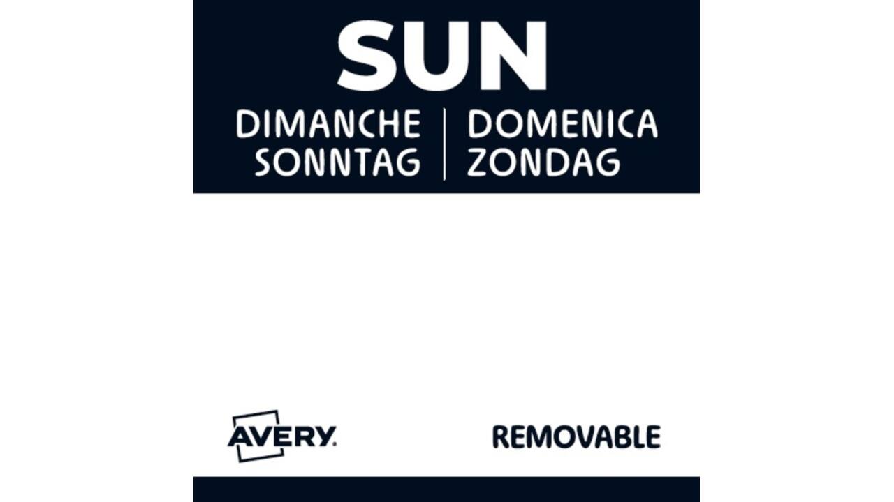Etiket Avery HACCP zondag-zwart 25x25mm 1000 stuks