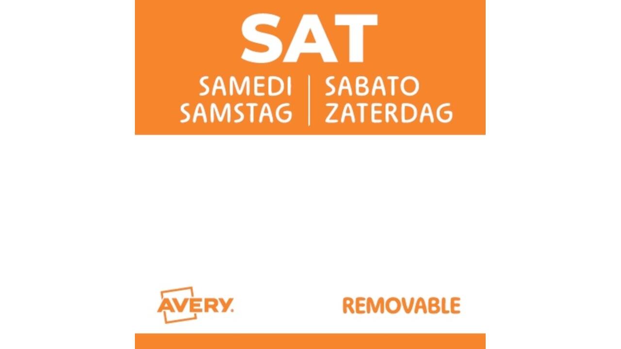 Etiket Avery HACCP zaterdag-oranje 25x25mm 1000 stuks