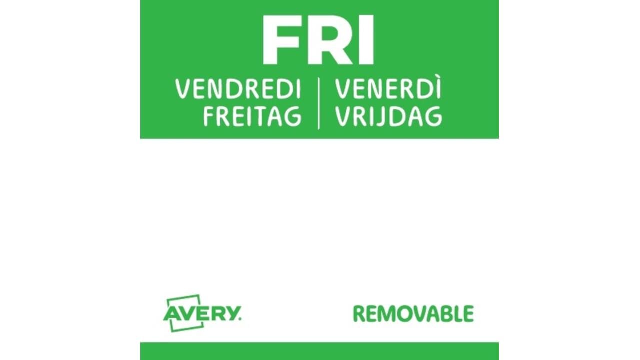 Etiket Avery HACCP vrijdag-groen 25x25mm 1000 stuks