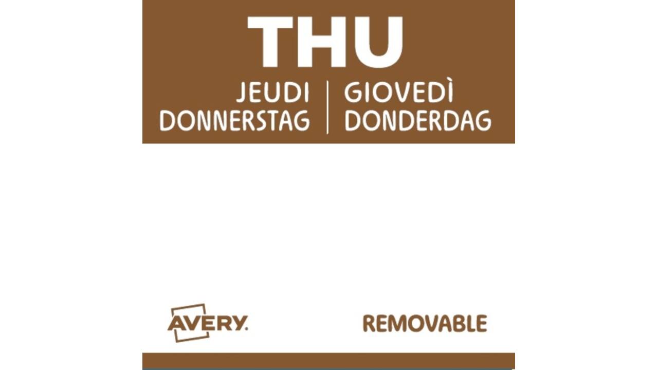 Etiket Avery HACCP donderdag-bruin 25x25mm 1000 stuks