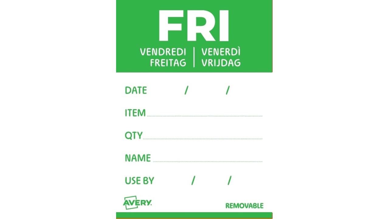 Etiket Avery HACCP vrijdag-groen 40x56mm 500 stuks
