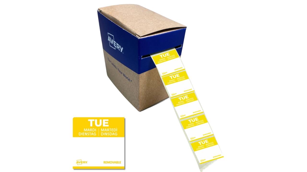 Etiket Avery HACCP dinsdag-geel 25x25mm 1000 stuks