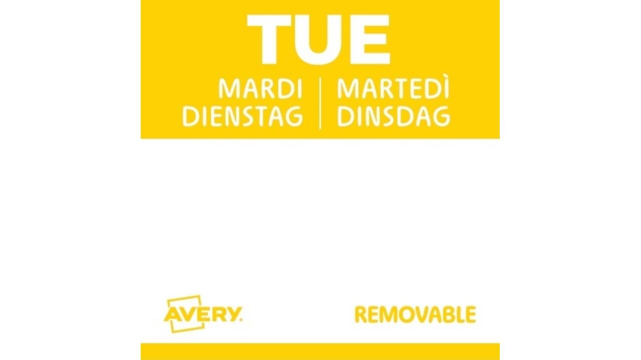 Etiket Avery HACCP dinsdag-geel 25x25mm 1000 stuks