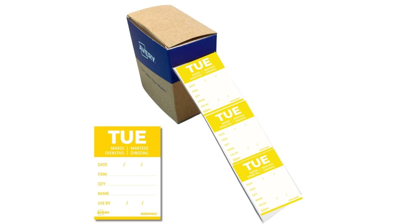 Etiket Avery HACCP dinsdag-geel 40x56mm 500 stuks