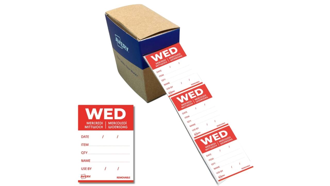 Etiket Avery HACCP woensdag-rood 40x56mm 500 stuks