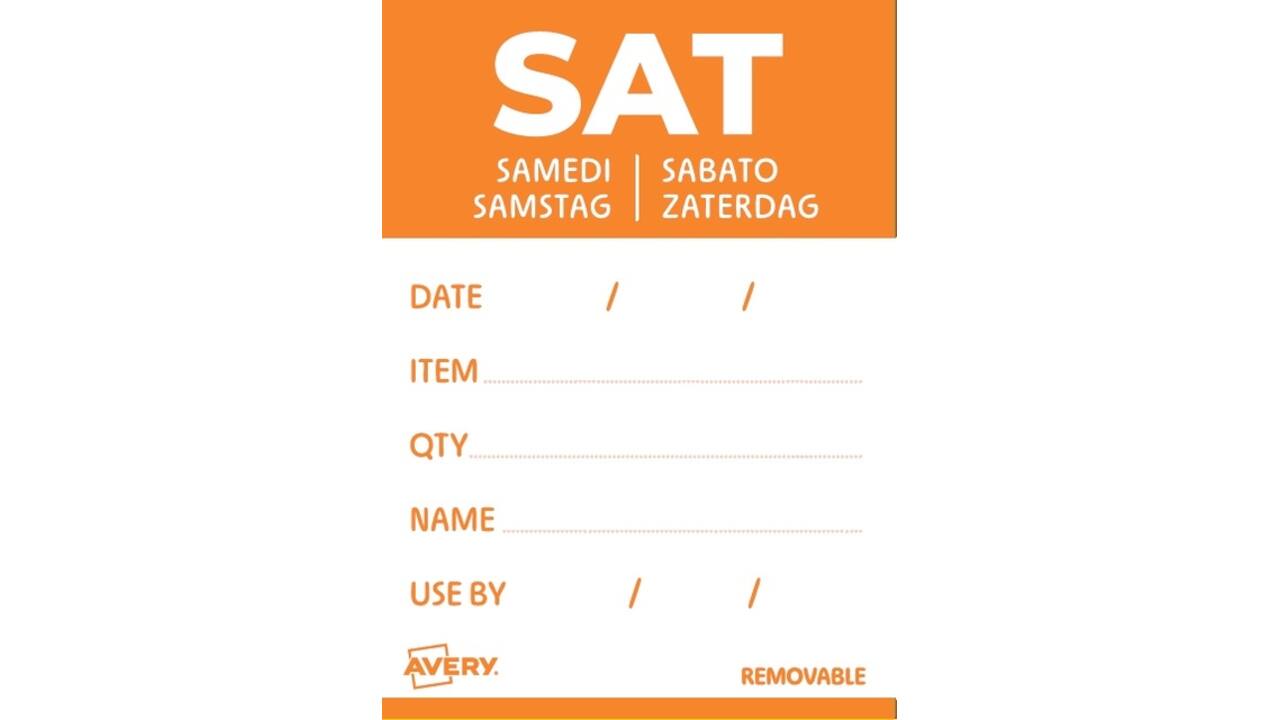 Etiket Avery HACCP zaterdag-oranje 40x56mm 500 stuks