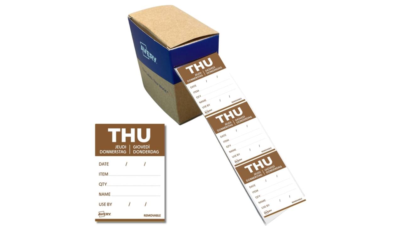 Etiket Avery HACCP donderdag-bruin 40x56mm 500 stuks