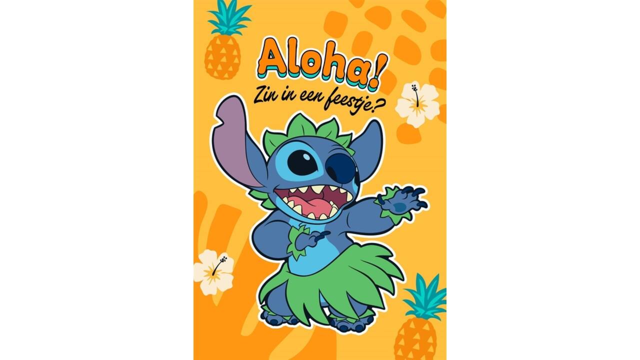 Wenskaart Hallmark uitnodiging Disney Stitch pak à 6 stuks
