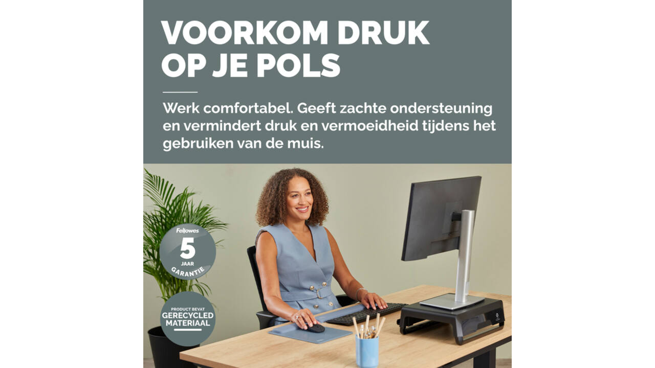 Muismat met polssteun Fellowes Breyta XL blauw