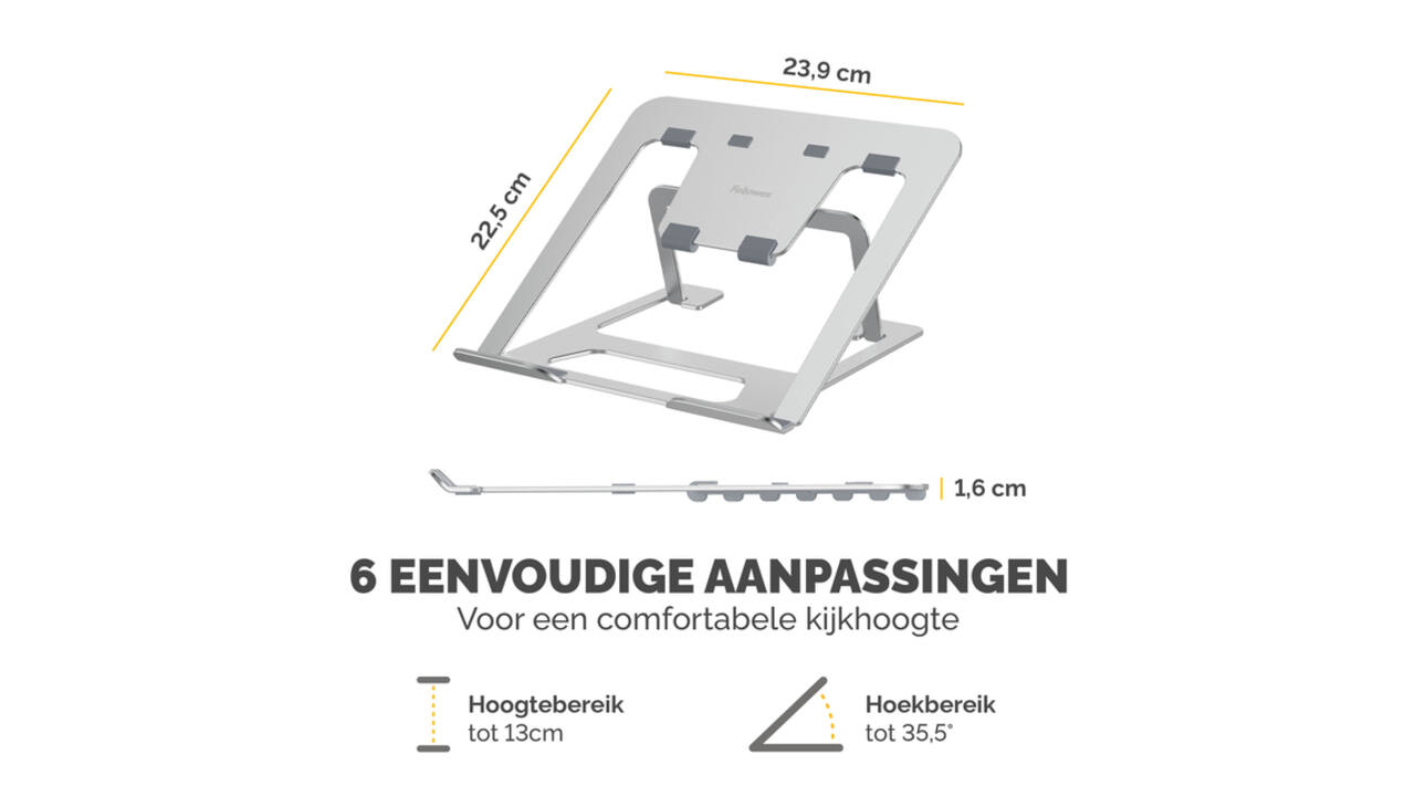 Laptopstandaard Fellowes Alumia zilver