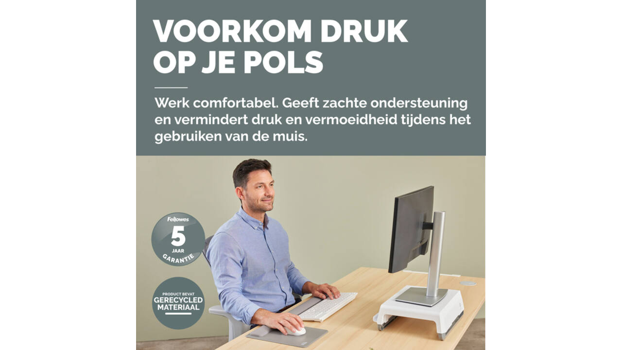 Muismat met polssteun Fellowes Breyta XL grijs