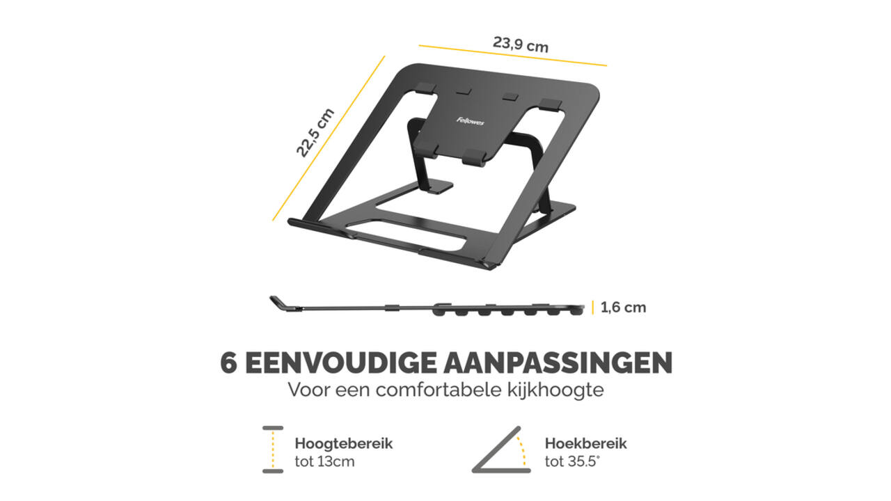 Laptopstandaard Fellowes Alumia zwart