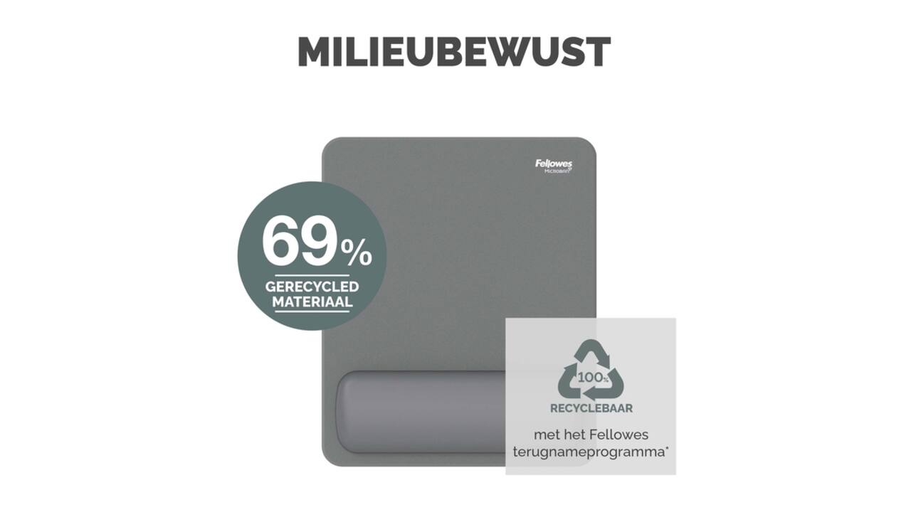 Muismat met polssteun Fellowes Breyta grijs