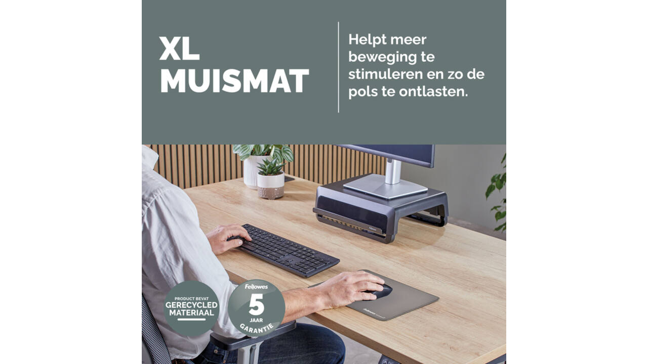 Muismat Fellowes Breyta XL grijs