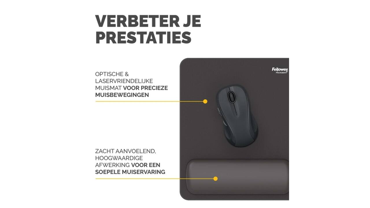 Muismat met polssteun Fellowes Breyta zwart