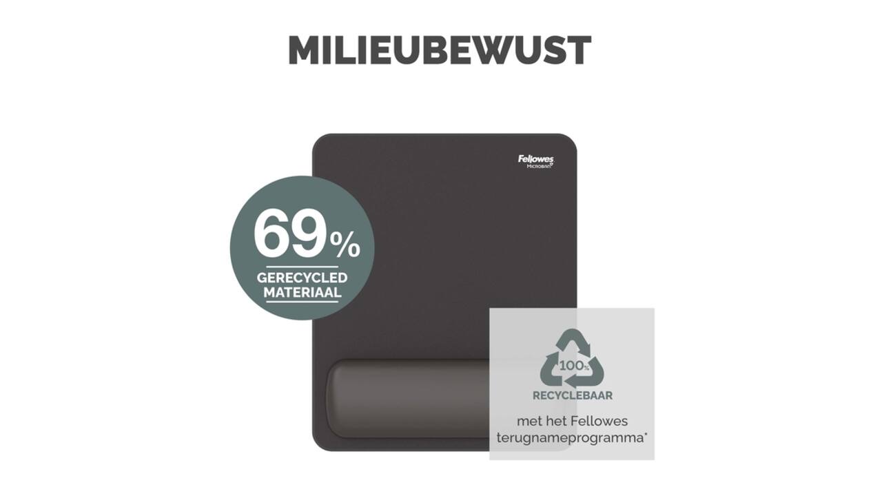 Muismat met polssteun Fellowes Breyta zwart