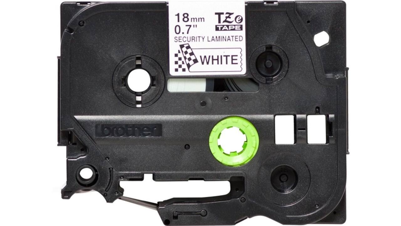 Labeltape Brother P-touch TZe-SE4 veiligheidstape 18mm zwart op wit