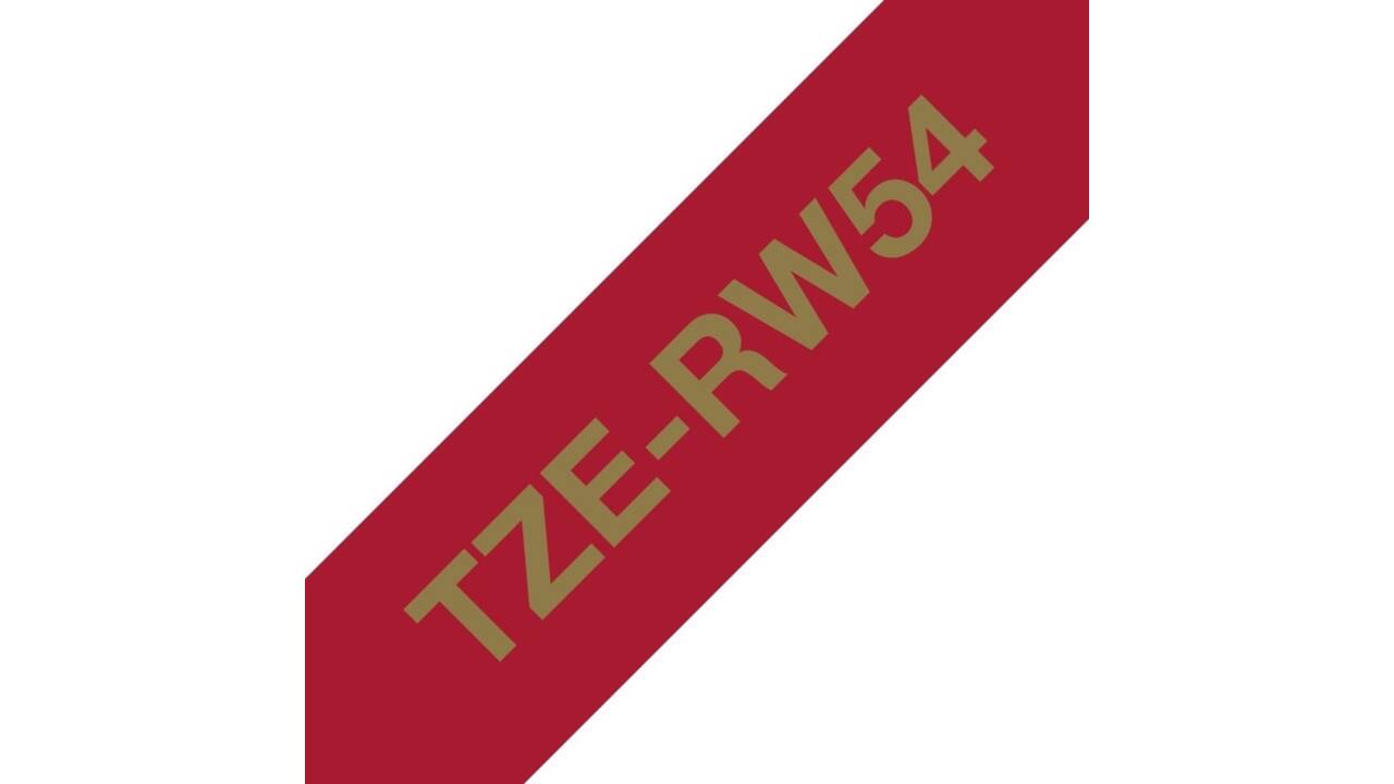 Labeltape Brother P-touch TZe-RW54 24mm goud op wijnrood