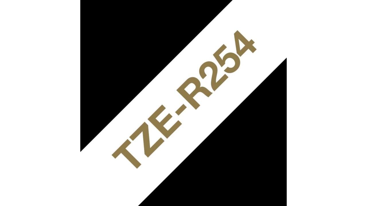 Labeltape Brother P-touch TZe-R254 24mm goud op wit