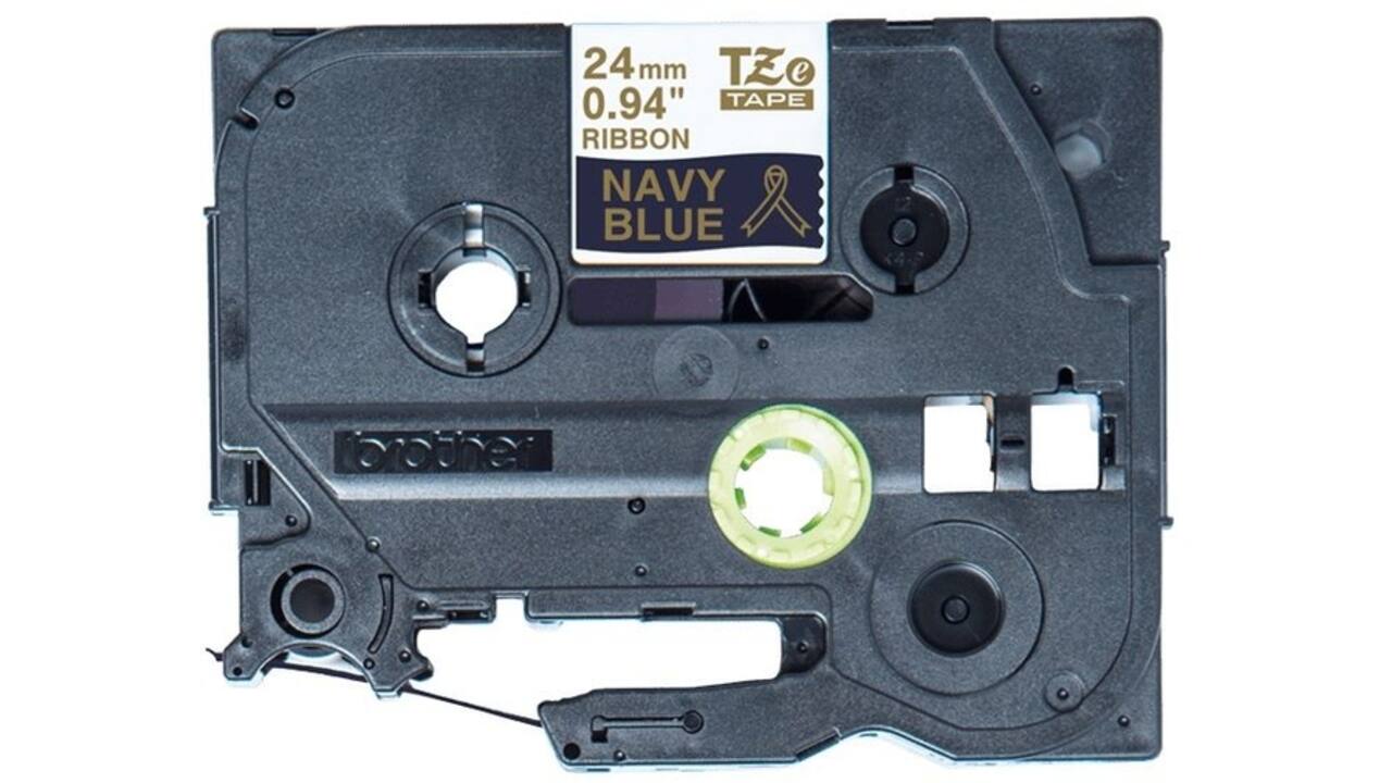 Labeltape Brother P-touch TZe-RN54 24mm goud op marineblauw