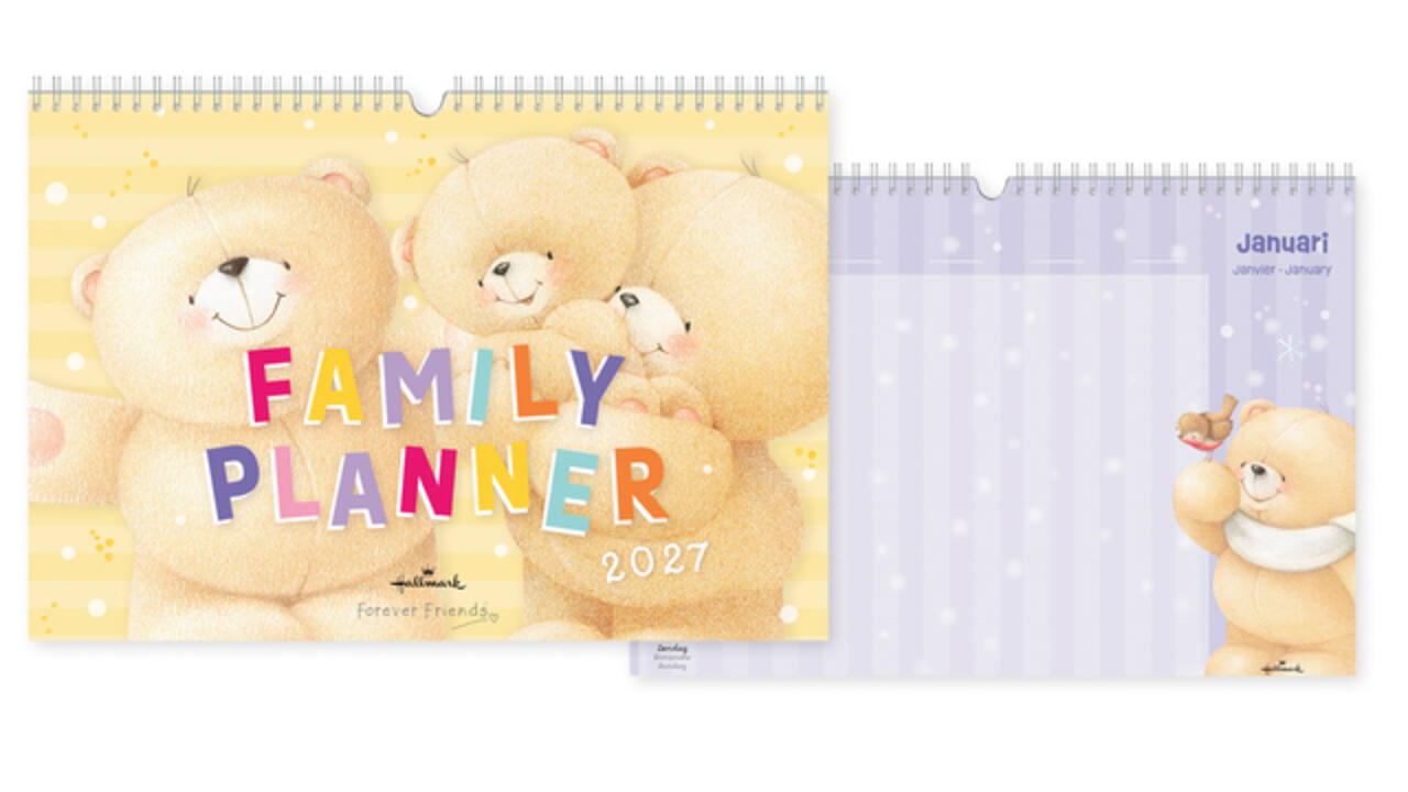 Familiekalender 2027 Forever Friends A4 internationaal