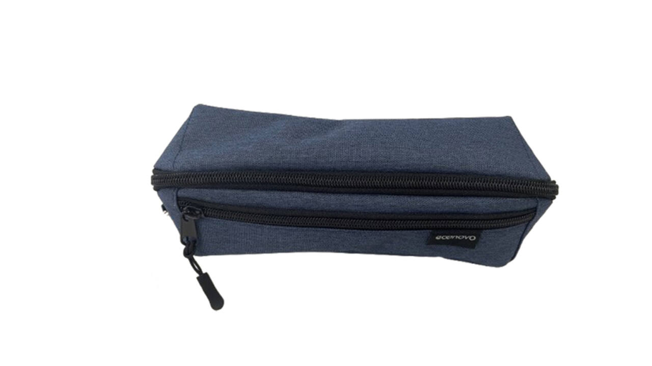 Pennenetui Econovo met 2 ritsluitingen blauw