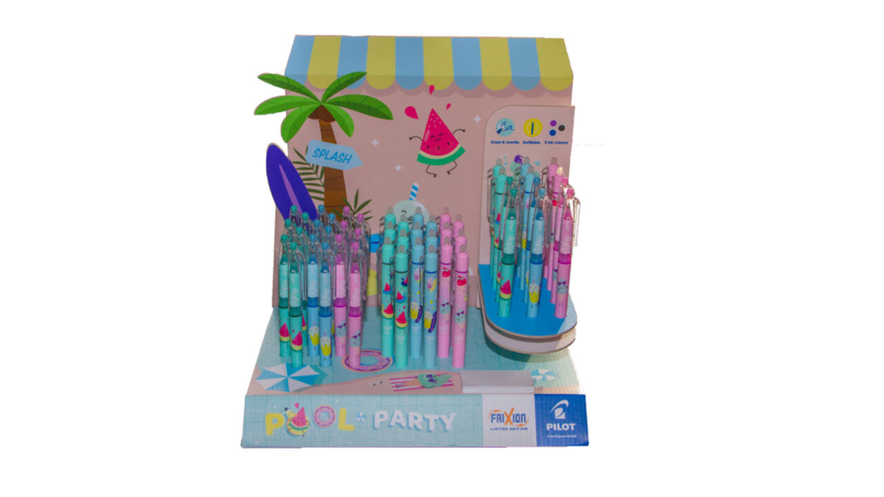 Rollerpen PILOT friXion Pool Party medium assorti display à 48 stuks