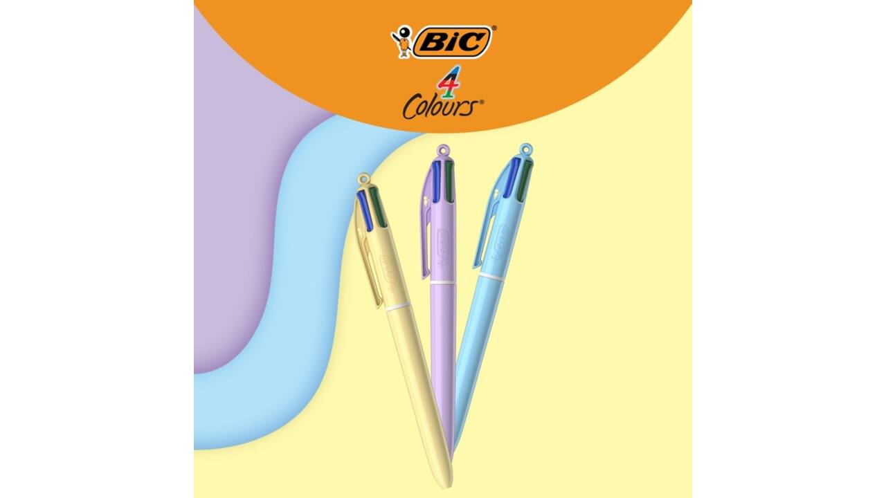 4-Kleuren balpen Bic pastel assorti display à 30 stuks