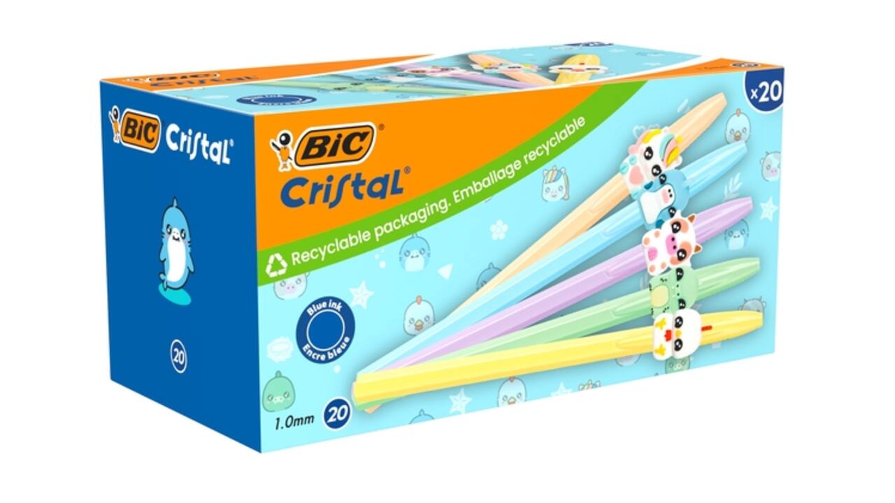 Balpen Bic Cristal dierenfiguren assorti