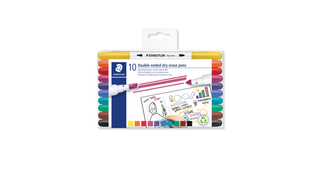 Whitebordstiften Staedtler dry erase dubbele punt set à 10 kleuren