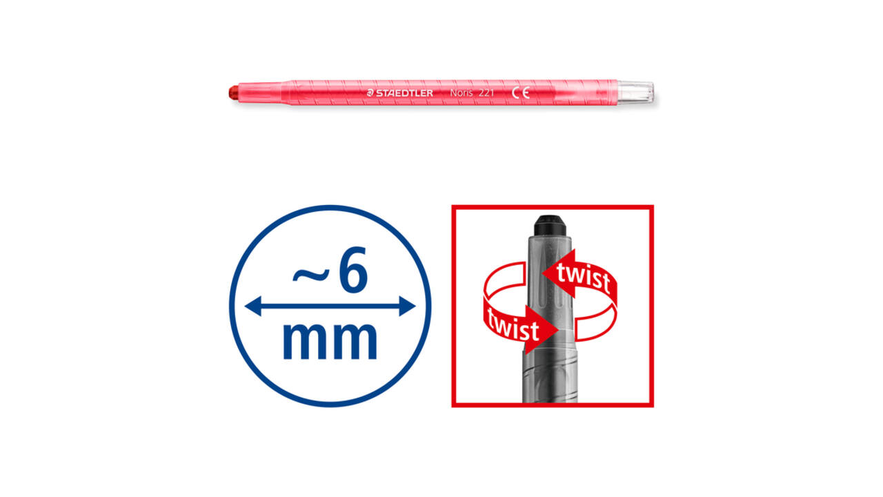 Waxpotlood Staedtler Noris twister set à 12 kleuren