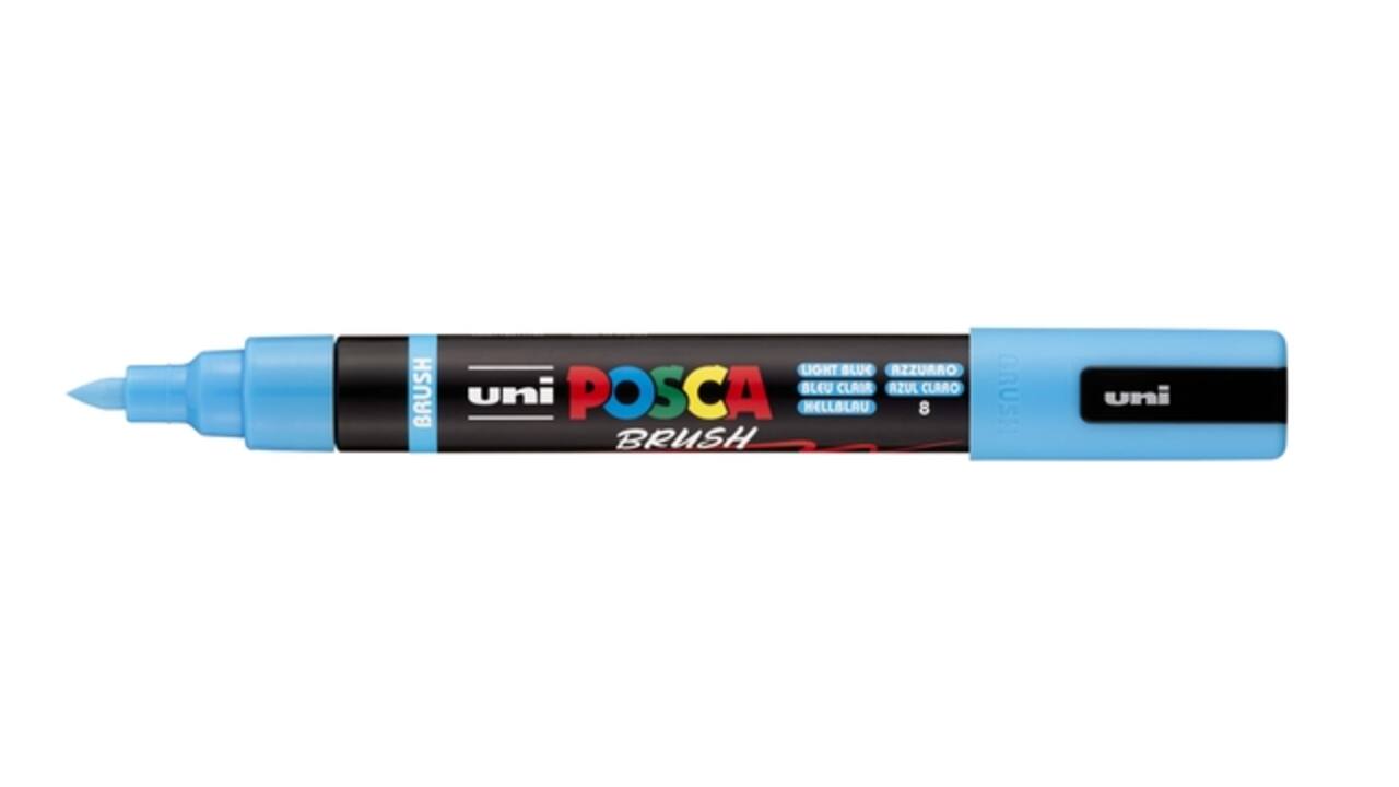 Paintmarker Uni POSCA PC-5BR brushpunt medium lichtblauw