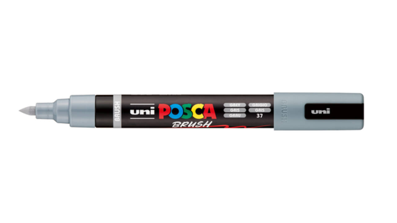 Paintmarker Uni POSCA PC-5BR brushpunt medium grijs