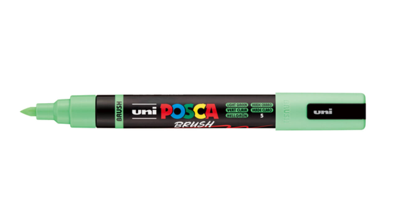 Paintmarker Uni POSCA PC-5BR brushpunt medium lichtgroen