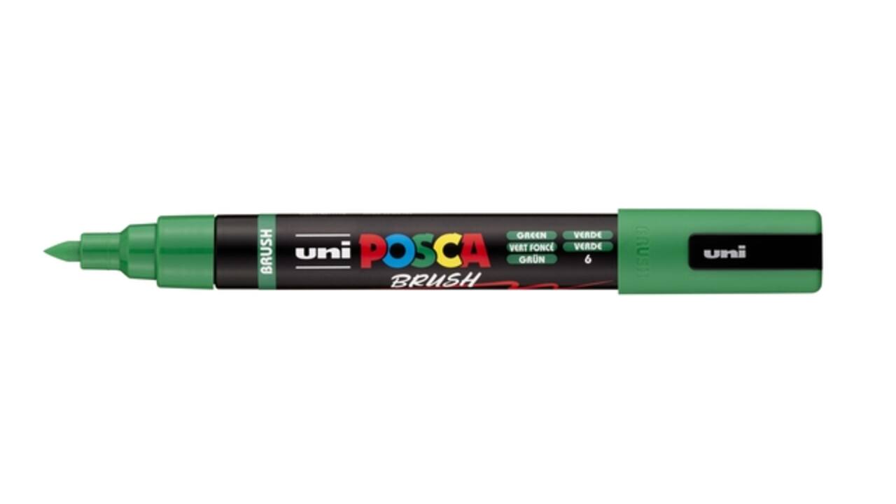 Paintmarker Uni POSCA PC-5BR brushpunt medium donkergroen