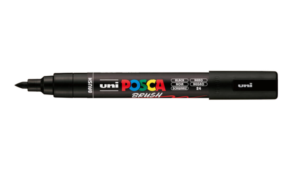 Paintmarker Uni POSCA PC-5BR brushpunt medium zwart