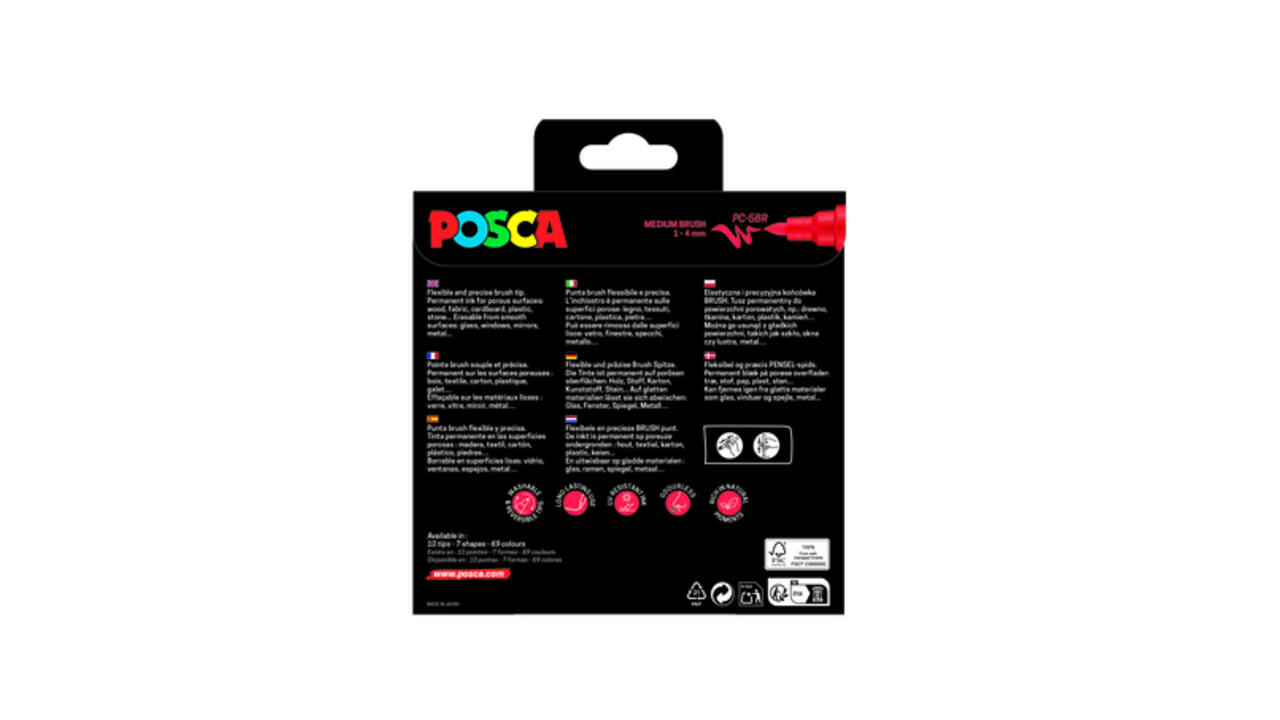 Paintmarker Uni POSCA PC-5BR brushpunt medium set à 8 kleuren