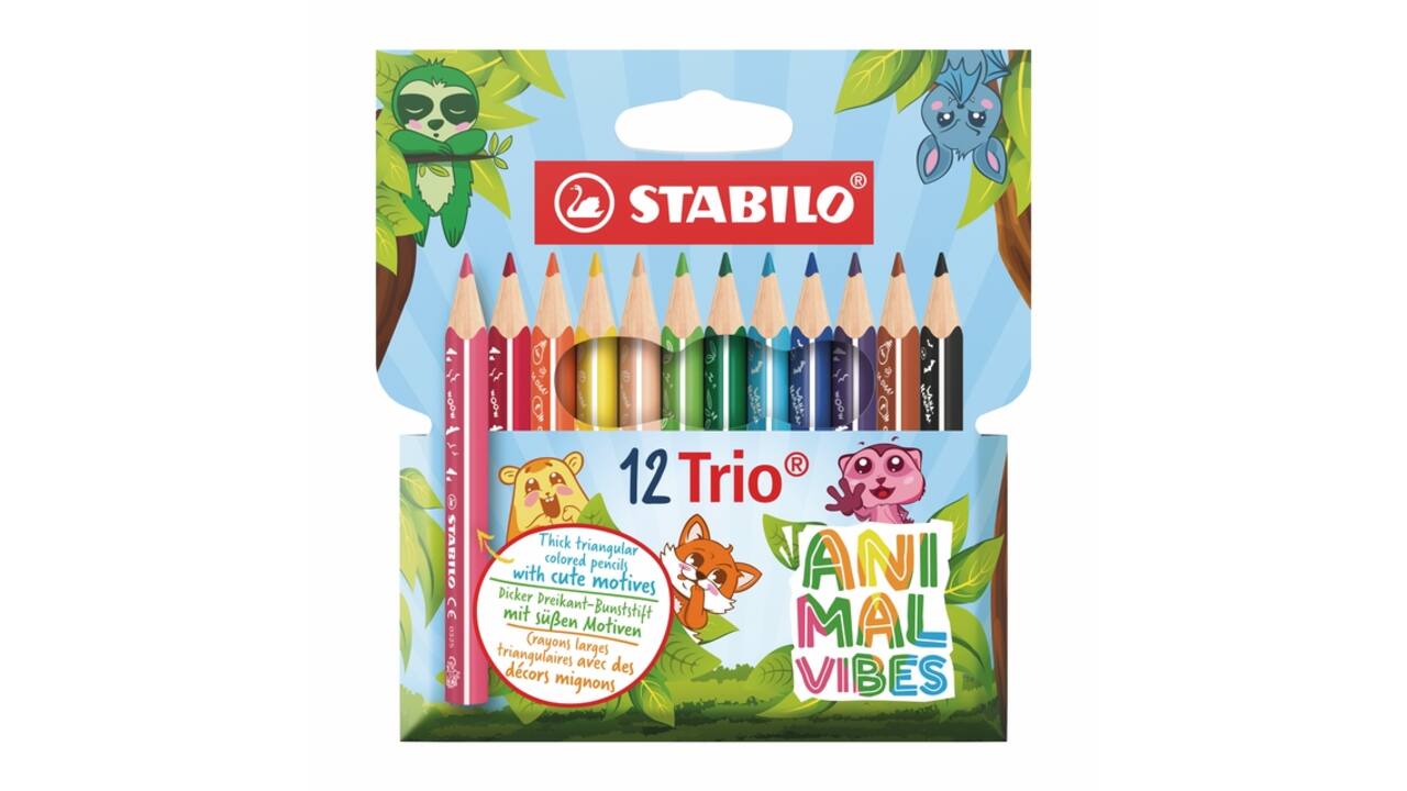 Kleurpotloden STABILO Trio dik Short Animal Vibes mini assorti 12st