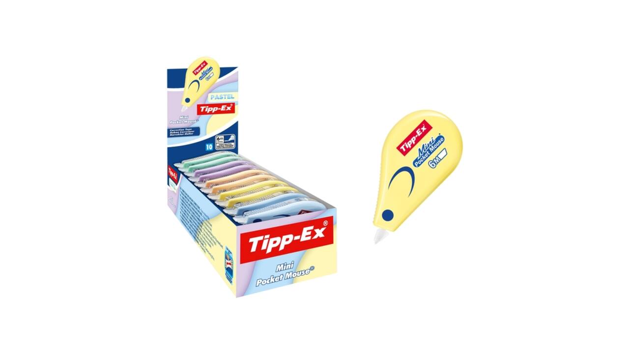 Correctietape Tipp-Ex mini pocket mouse 5mmx5m pastel assorti
