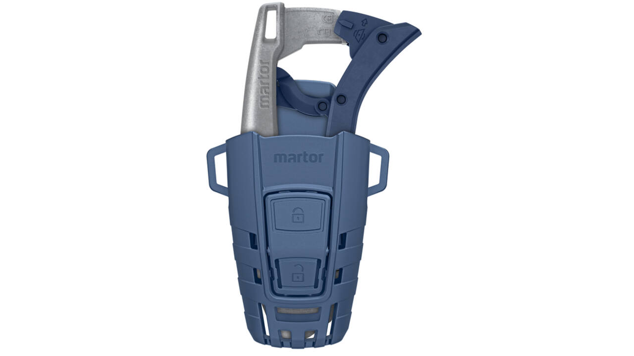 Veiligheidsmes Martor Secunorm 610 XDR trapezium 18mm met holster zilver