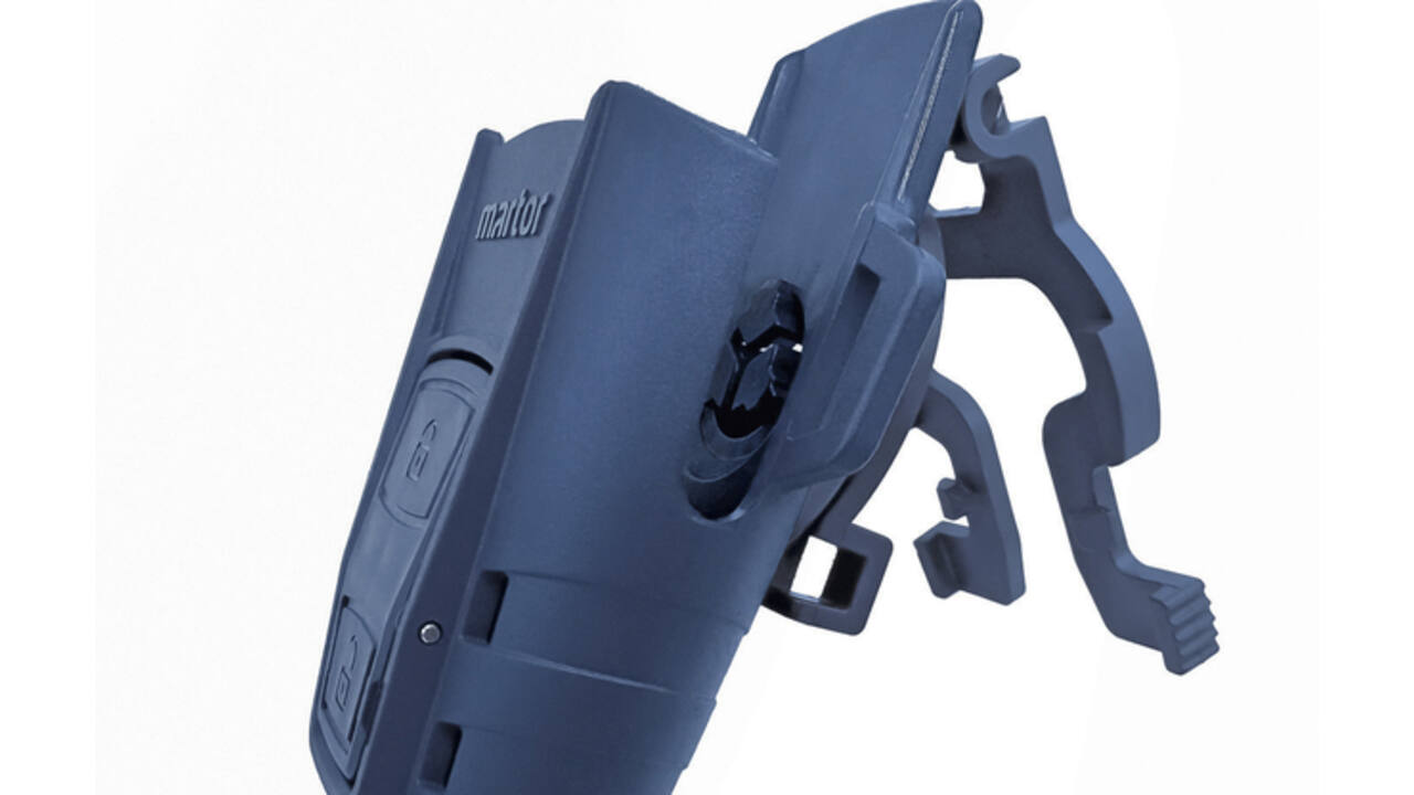 Veiligheidsmes Martor Secunorm 610 XDR trapezium 18mm met holster zilver