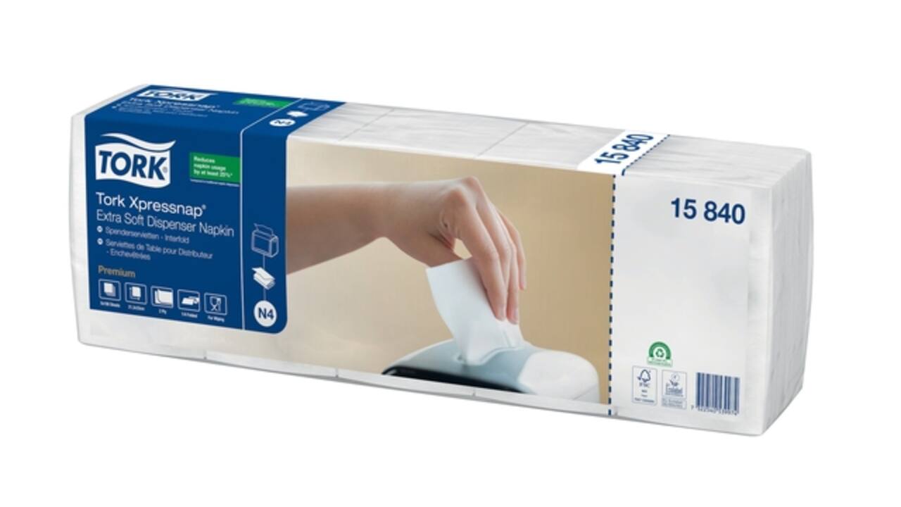 Servet Tork N4 Xpressnap Premium 1/4 vouw 2-laags 213x330mm 500 vel wit 15840