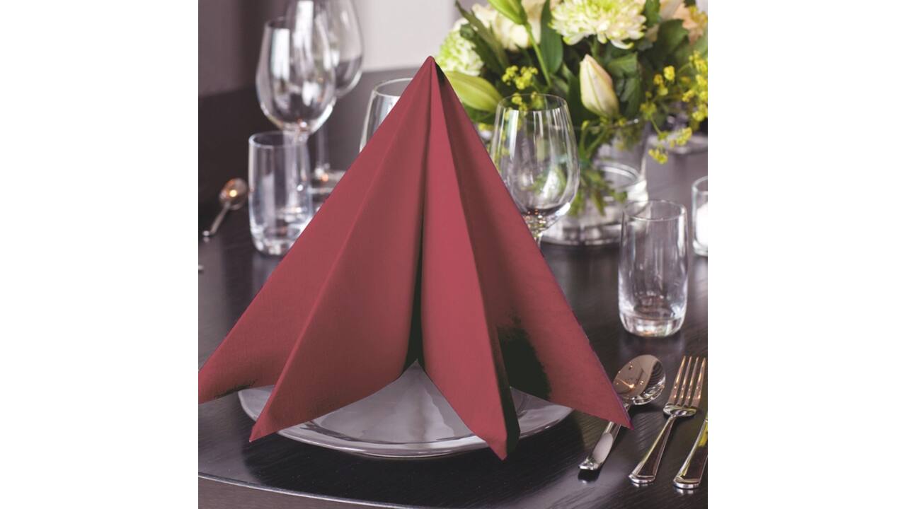 Dinerservet Tork Linstyle Premium 1/4 vouw 1-laags 390x390mm 50 vel bordeaux 478885