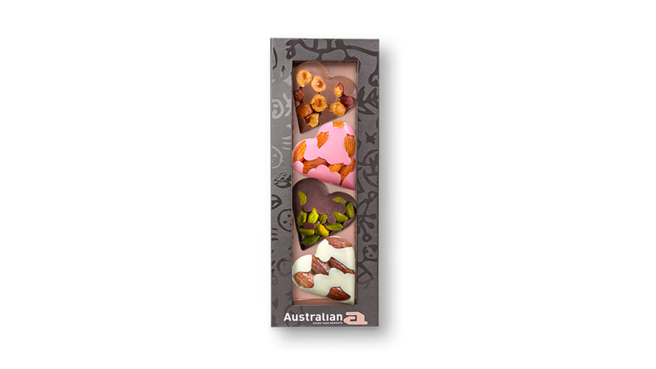 Chocolade Australian hartjes doos 4 stuks