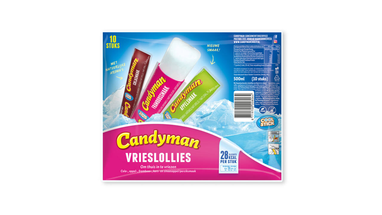 Vrieslolly Candyman 50 milliliter zak 10 stuks