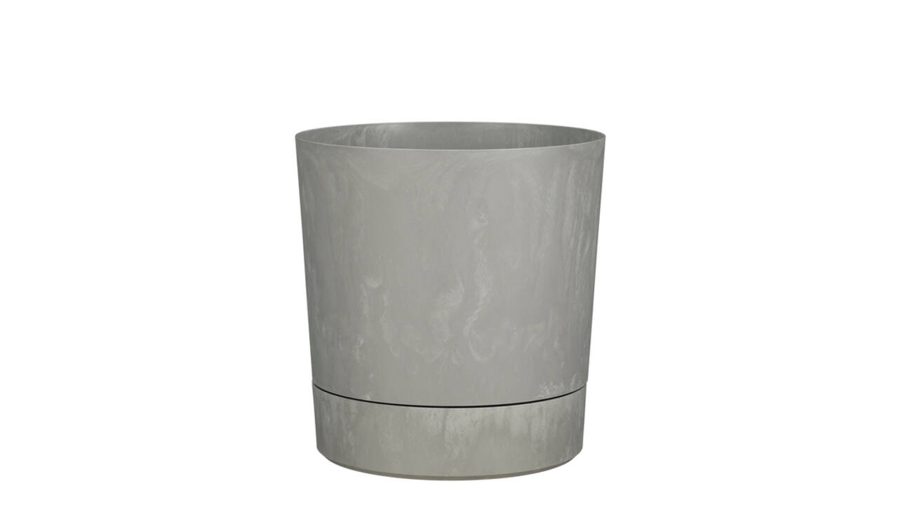 Plantenpot Mica Coco met schotel rond hoogte 23,5 Ø22,5 cm grijs